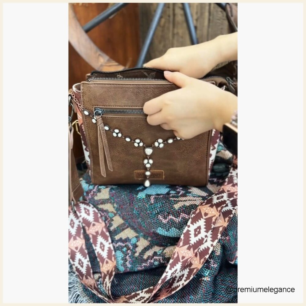 Medium Crossbody Bag with Aztec Patchwork Design … - image 7